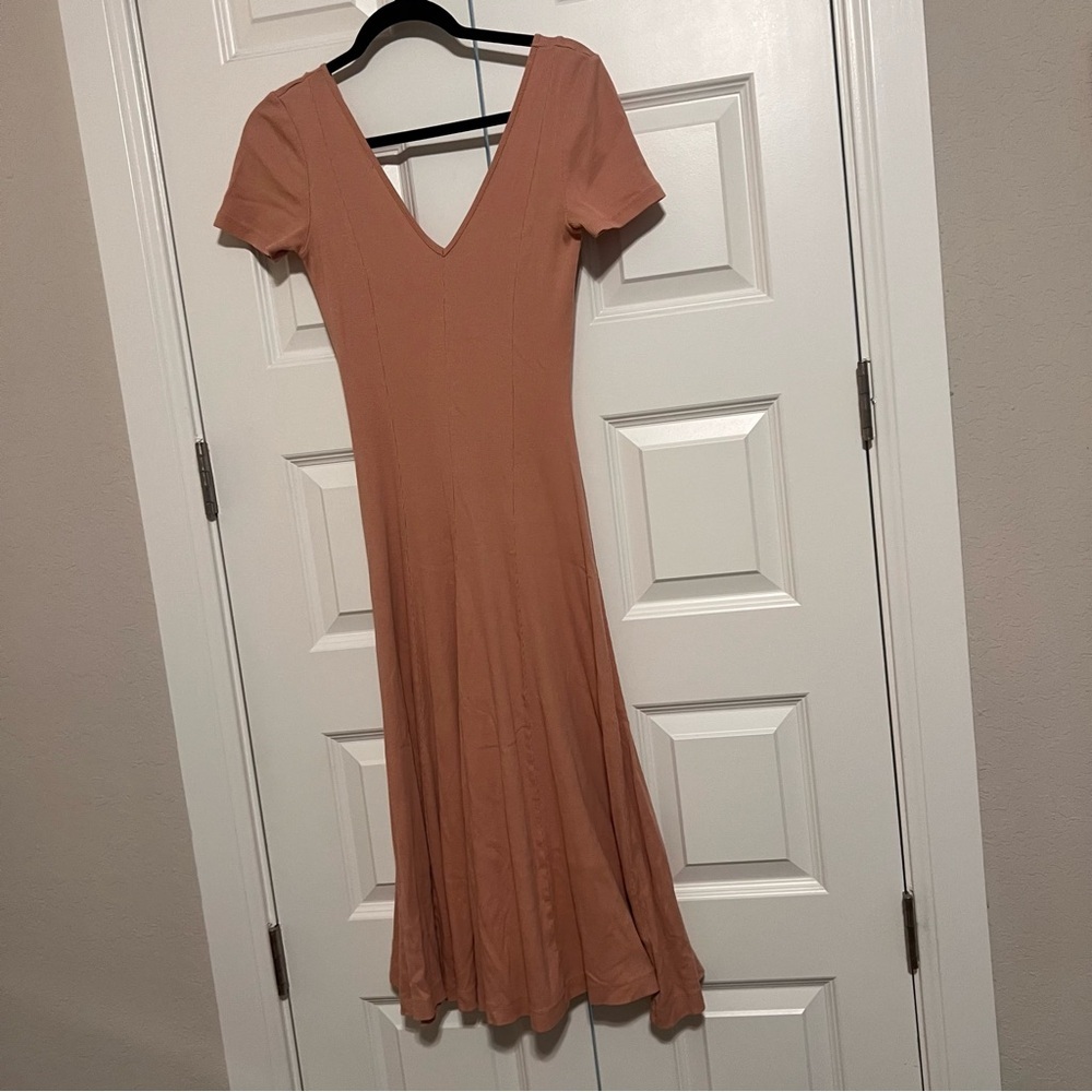 Zara Tan Ribbed Midi Dress - Picture 1 of 8